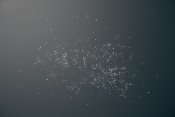 Poster - Technological Connection Futuristic Shape. Gray Dot Network. Abstract background, Gray Background. Concept of Network Internet Internet Security. 3D rendering