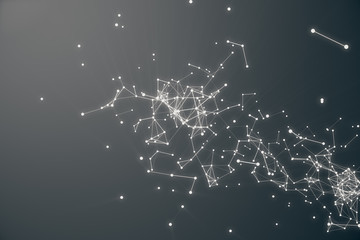 Poster - Technological Connection Futuristic Shape. Gray Dot Network. Abstract background, Gray Background. Concept of Network Internet Internet Security. 3D rendering