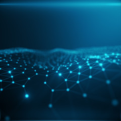 Poster - Technological connection in cloud computer, blue dot network, abstract background, Concept of Network Representing Internet Connections, 3D rendering