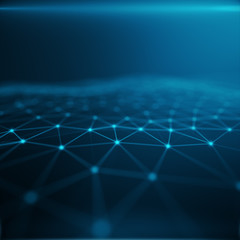 Poster - Technological connection in cloud computer, blue dot network, abstract background, Concept of Network Representing Internet Connections, 3D rendering