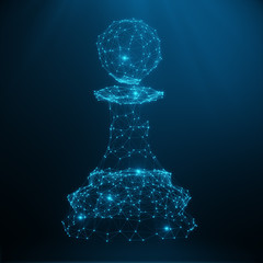 Poster - Abstract Low Poly Chess piece pawn consisting of dots and lines. Abstract Business Strategy Illustration, 3D Rendering