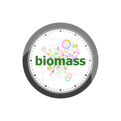 Poster - Text Biomass on digital background. Social concept . Set of modern flat design concept icons for internet marketing. Watch clock isolated on white background
