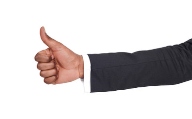 Thumb up is sign of successful businessman