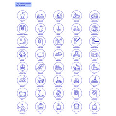 Sticker - Blue Transportation Web Icons Set