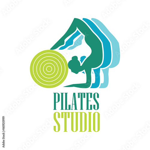 pilates logo for pilates school, pilates studio. vector illustration