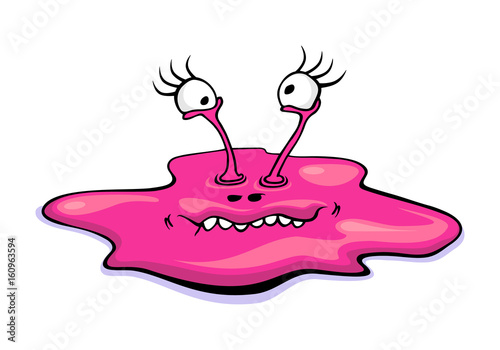Fotografía Cute cartoon slime monster isolated on white background