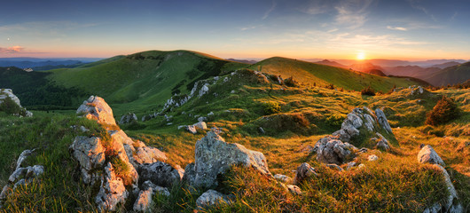 Wall Mural - Sunrise in mountains landscape, Slovakia.