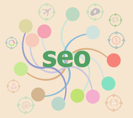 Poster - Text seo on digital screen, it concept . Futuristic graphic user interface