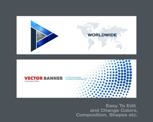 Wall Mural - Abstract vector set of modern horizontal website banners with colourful triangle