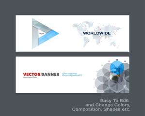 Wall Mural - Abstract vector set of modern horizontal website banners with colourful triangle