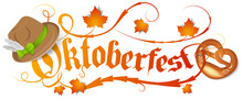 Oktoberfest München Schriftzug Mit Brezel Und Hut