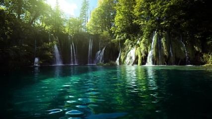 Wall Mural - waterfall in forest Plitvice Lakes National Park, Croatia