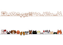 Cute Dogs And Cats Border Set