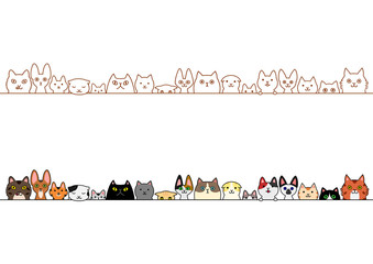 Wall Mural - cute cats border set