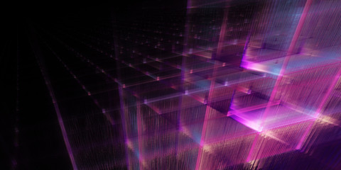 Poster - Abstract background element. Fractal graphics series. Three-dimensional composition of repeating grids. Information technology concept.