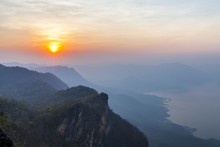 Mae Ping National Park At Sunrise, Pha Dang Luang View Point, Li, Lamphun, Thailand.