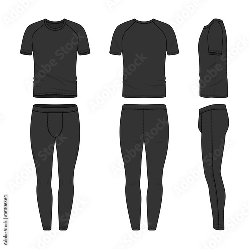 Download Vector Templates Of Clothing Set Front Back Side Views Of Blank T Shirt And Jogging Pants Shirt With Raglan Sleeves Sportswear Uniform Clothes Fashion Illustration Line Art Design Stock Vector Adobe Stock