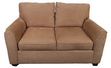 tan microfiber 2 cushion contemporary sofa