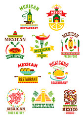 Wall Mural - vector icons set for mexican fast food restaurant