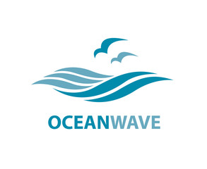 ocean logo with waves and seagulls
