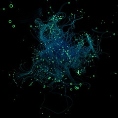 Poster - 3d rendered organic abstract background. conceptual structure made of particles and connected lines.
