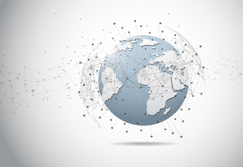 Global network connection. World map point and line composition concept of global business. Vector Illustration