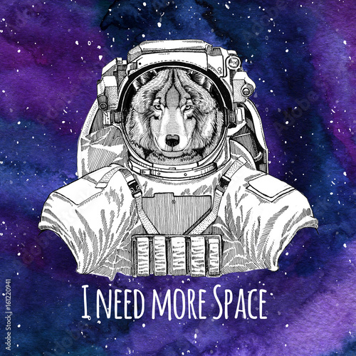 Animal Astronaut Wolf Dog Wearing Space Suit Galaxy Space Background With Stars And Nebula Watercolor Galaxy Background Buy This Stock Illustration And Explore Similar Illustrations At Adobe Stock Adobe Stock