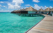The beautiful sea-bungalows on the atoll of Maldives island