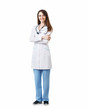 © GVS - Full length portrait of smiling doctor with arms crossed isolated on white background