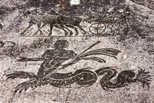 Detail Of Mosaic In The Cisiarii S Thermal Baths In The Archaeological Site Of Ostia Antica - Rome