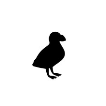 Isolated Puffin Silhouette On White Background