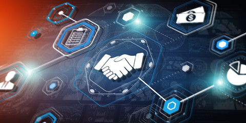 Canvas Print - 3d rendering partnership illustration interface