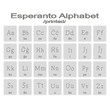 Set of monochrome icons with esperanto alphabet for your design
