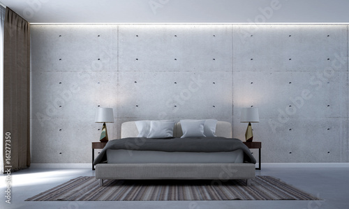 The Modern Loft Bedroom Design Interior And Concrete Wall