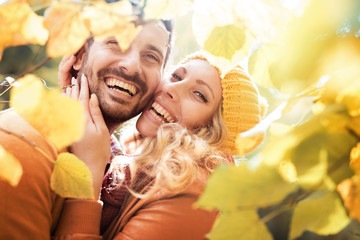 Loving young couple in the park