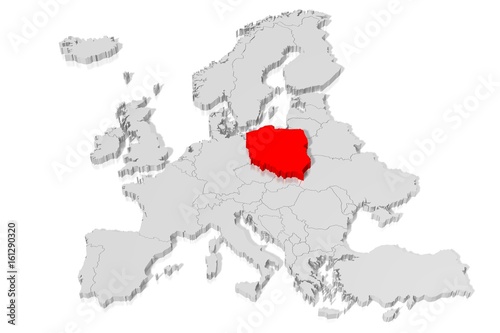 Obraz Dibond Mapa 3D - Polska