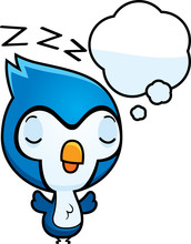 Cartoon Baby Blue Jay Dreaming