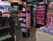 Blurred view of sex shop interior