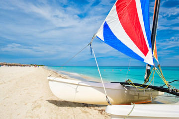 Wall Mural - Colorful sailboat at Varadero beach in Cuba