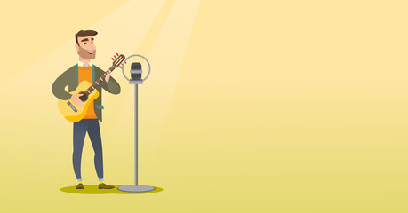 Canvas Print - Man singing into a microphone.