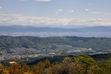  生駒山から望む生駒郡の街並み