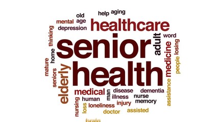 Sticker - Senior health animated word cloud, text design animation.