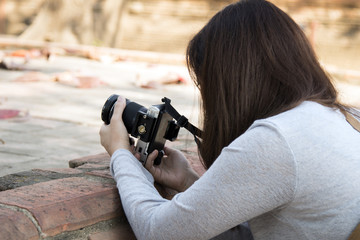 lady is taking photo