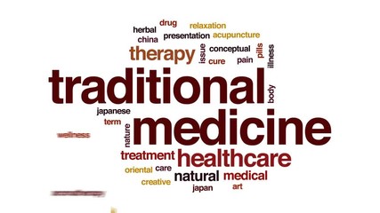 Canvas Print - Traditional medicine animated word cloud, text design animation.