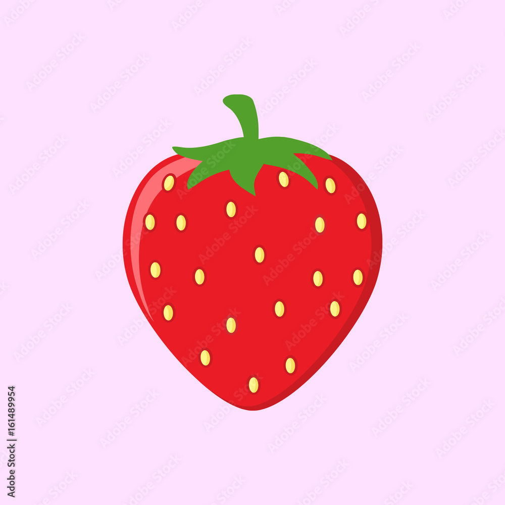 Strawberry Fruit Cartoon Drawing Flat Design. Illustration Over Pink  Background Stock Vector | Adobe Stock, image size:1000x1000