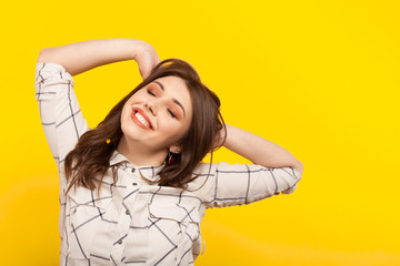 Wall Mural - Content woman stretching