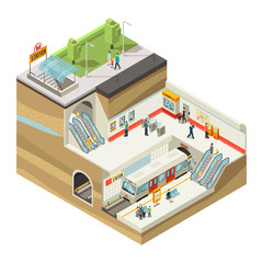 Wall Mural - Isometric Underground Station Concept