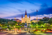 New Orleans, Louisiana, USA At Jackson Square During Twilight.