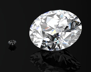 Wall Mural - diamond jewel on black background (high resolution 3D image)