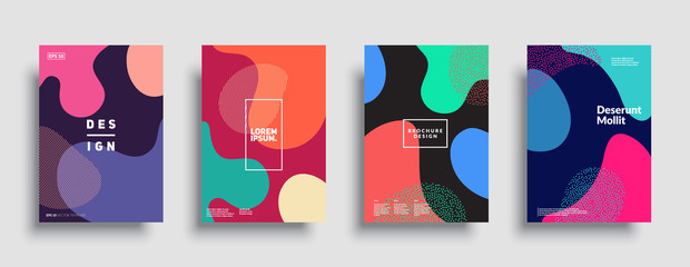 Poster - fluid color covers set. colorful bubble shapes composition. trendy minimal design. eps10 vector.